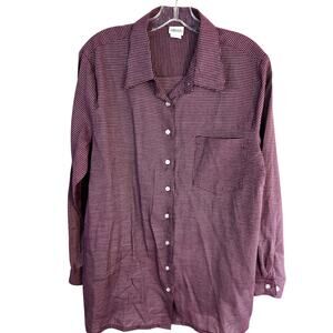 Haland Men's Shirt Large L Dress Button Down Maroon Checked Top